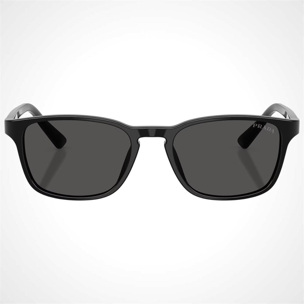 New PRADA Sunglasses Black Aviator Square Mens Letter Logo Grey Lens 52-18-140mm - Picture 2 of 6
